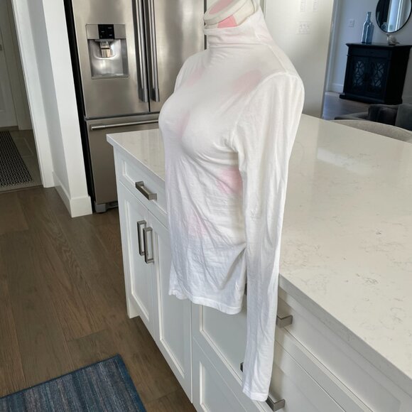 Velvet By Graham & Spencer LS Mock Neck Lightweight Cotton Blend Top White Sz S - Picture 3 of 13